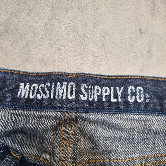 Mossimo Supply Co Jeans Mens 34x29 Blue Denim Slim Straight Whiskered Faded - Picture 5 of 11